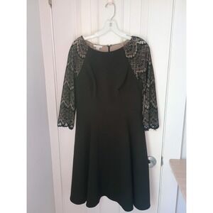 London Times Dress Black Lace Women's 8
